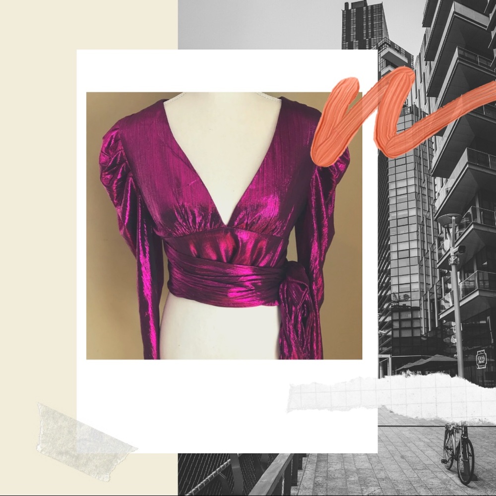 Pink Long Sleeve Crop Top